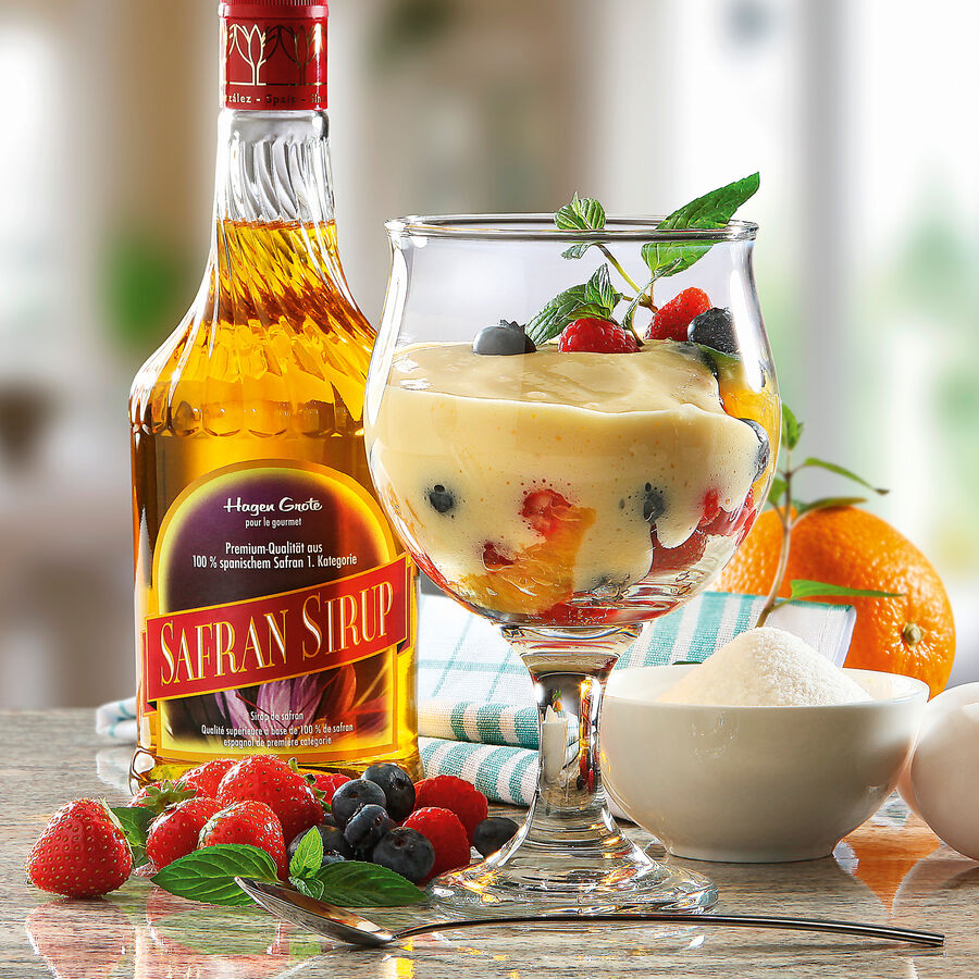 Safran-Zabaione mit Früchten Rezept | Hagen Grote Shop