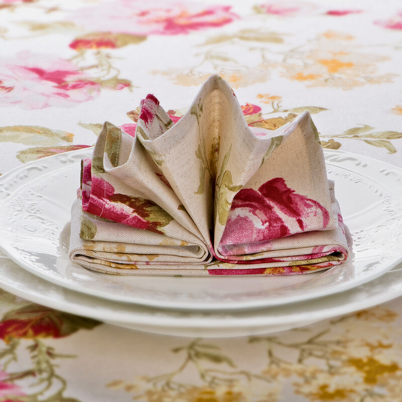 Servietten: Romantische englische Rosenmotiv-Tischwäsche