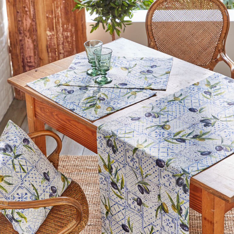 Sommerliche Oliven-Tischsets aus pflegeleichter Baumwolle, Tischwsche, Platzsets