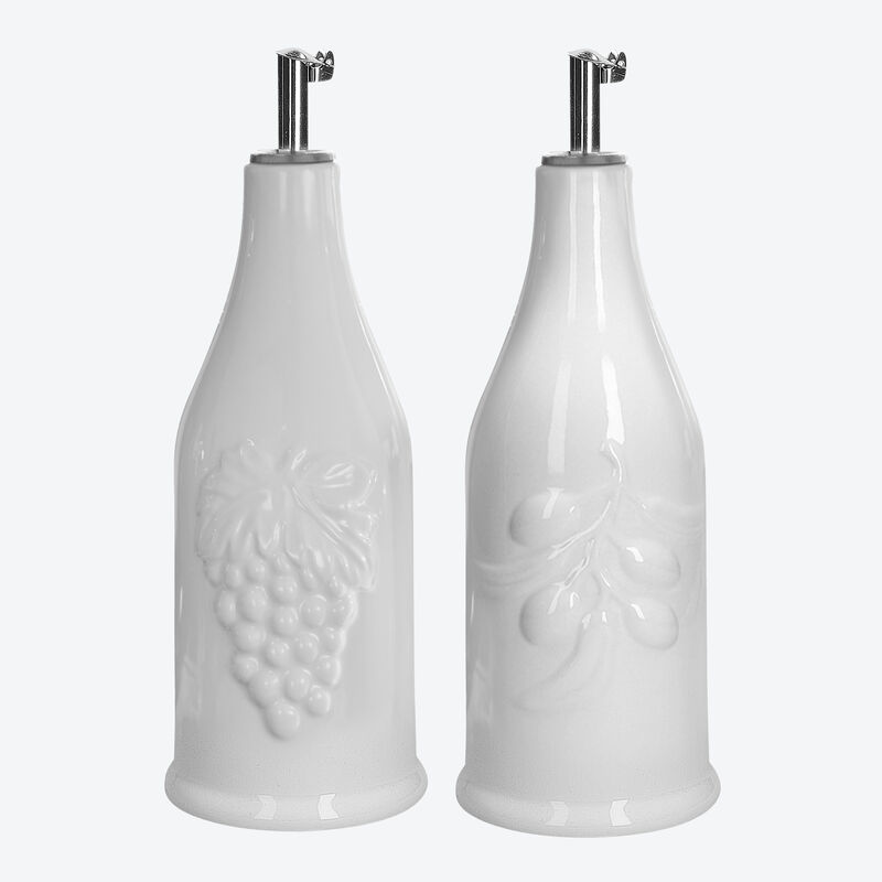 Stilvoll wrzen: Dekorative Porzellanflaschen fr Olivenl und Aceto Balsamico