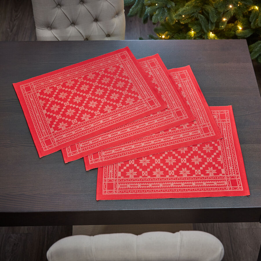 Tischsets: Schwedische Weihnachtstischwsche mit klassischem Sternmuster
