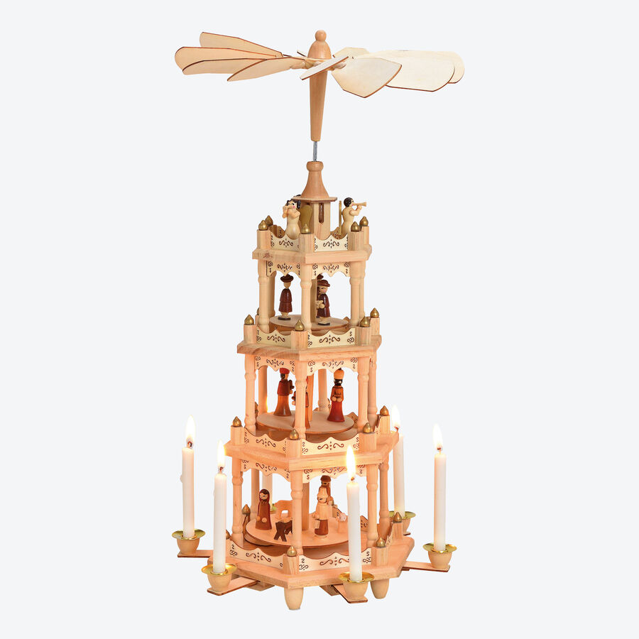 Traditionelle vierstöckige Weihnachtspyramide, Holzpyramide