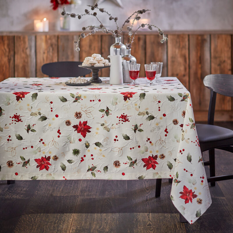Weihnachtliche Matelassé-Tischdecke mit hochwertigem Digitaldruck,  Tafeldecke - Hagen Grote Shop