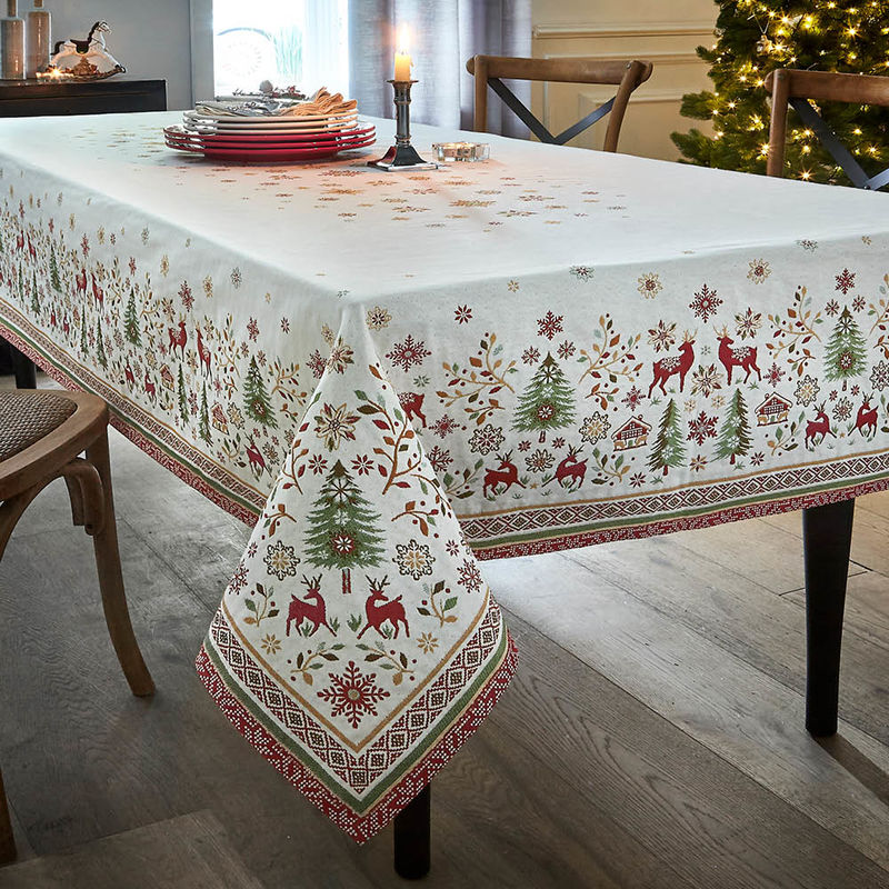 Weihnachtliche Tischdecken in schwerer Double-Jacquard-Qualität