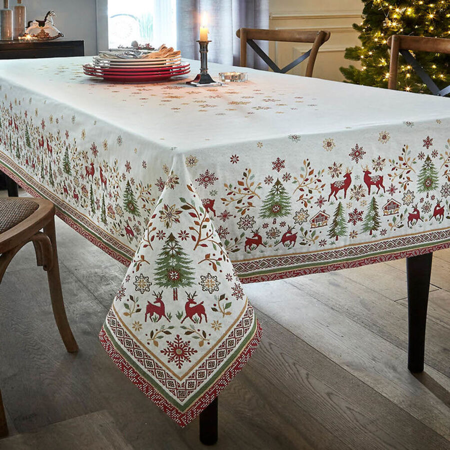 Weihnachtliche Tischdecken in schwerer Double-Jacquard-Qualitt