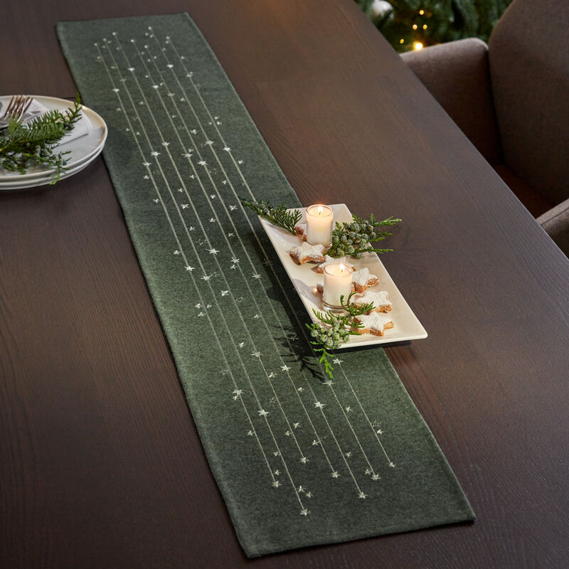 Weihnachtliches Woll-Tischband, Jacquard-Tischwsche