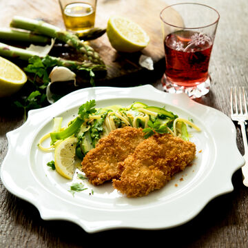 Produktbild fr '  Grne Spargelnudel-Linguine mit Panko Hhnchenbrust-Schnitzel'