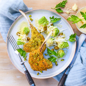 Produktbild fr ' Lammkotelette mit Pistazienkruste Costolette di agnello al pistacchio e romanico  '