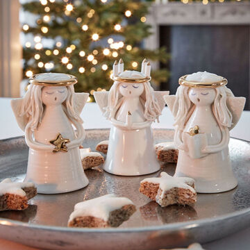 3er Set: Schwedische Porzellan-Engel stimmen auf die Weihnachtszeit ein