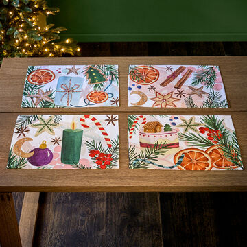 Produktbild fr '2er-Set Tischsets - weihnachtliche Leinentischwsche aus Traditionsweberei, 40/50 cm'