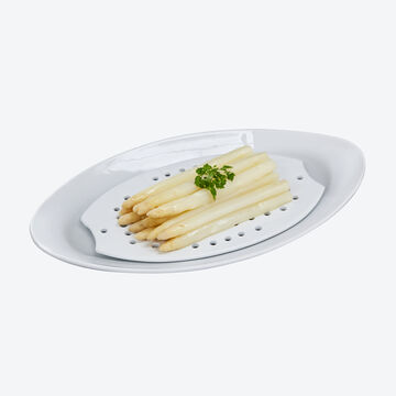 Produktbild fr 'Abtropf- und Servierplatte aus Porzellan: Ideal fr Spargel, Gemse, Fisch, Fleisch'