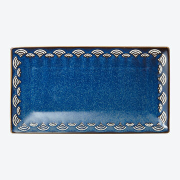 Produktbild fr 'Asiatische Servierplatte im traditionellen japanischen Seigaiha-Design'