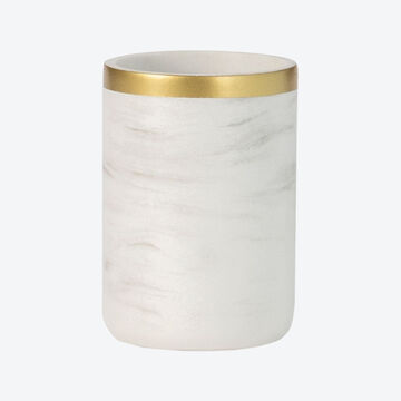 Produktbild fr 'Becher in Marmor-Optik mit Golddetails, Badezimmeraccessoires, Zahnputzbecher'