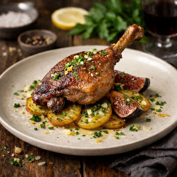 Produktbild f�r 'Confierte Entenkeulen auf pommes de terre sarladaises (Kartoffeln nach Sarlat-Art)'