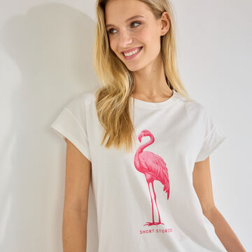 Produktbild f�r 'Damen-Nachtw�sche-Kurzarm-Shirt mit Flamingo-Print'