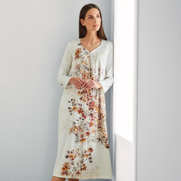 Produktbild fr 'Dezent floral gemustertes Nachthemd aus atmungsaktiver Baumwolle, Nachtwsche, Pyjama, Schlafbekleidung, Loungewear, Schlafanzug'