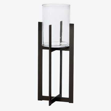 Produktbild fr 'Elegantes Bodenwindlicht mit Glaseinsatz, Windlicht, Kerzenhalter, Kerzenstnder, Gartenwindlicht'