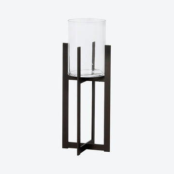 Produktbild fr 'Elegantes Bodenwindlicht mit Glaseinsatz, Windlicht, Kerzenhalter, Kerzenstnder, Gartenwindlicht'
