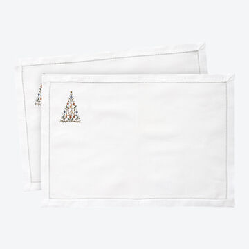 Produktbild fr 'Feine, handbestickte Tischsets mit Tannenbaum-Motiv, Tischdecke, Serviette, Tafeldecke'