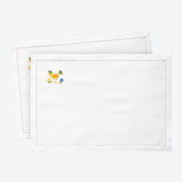 Produktbild fr 'Handbestickte feine Hohlsaum-Tischsets mit frhlichem Dessin'