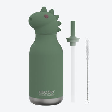 Produktbild fr 'Isolierte Kindertrinkflasche Dino mit Strohhalm, 460 ml'