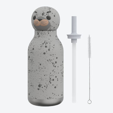 Produktbild fr 'Isolierte Kindertrinkflasche Robbe mit Strohhalm, 460 ml'