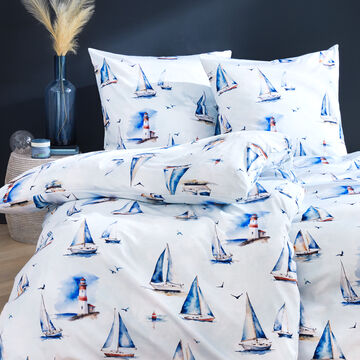 Produktbild f�r 'Janine Satin-Bettw�sche mit maritimem Flair, 2 Gr��en'