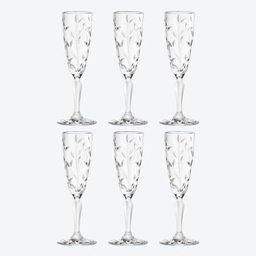 Produktbild fr 'Klassische Sekt-Kristallglser mit Bltterdekor fr stilvollen Genuss'