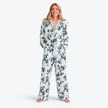 Produktbild fr 'Klassischer Jersey-Pyjama - mit winterlichem Waldmotiv'