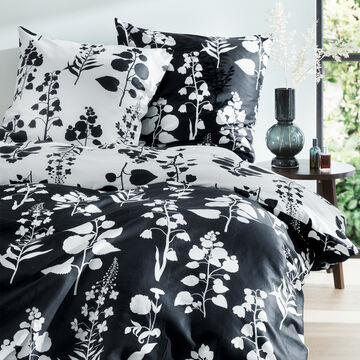 Produktbild fr 'Moderne Wende-Satin-Bettwsche mit 2-farbigem Bltenmuster'