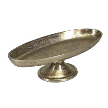 Produktbild fr 'Schale oval - Aluminium goldfarben, mit Standfu, B/T/H ca. 38/15/11 cm'