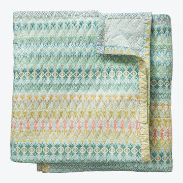 Produktbild fr 'Tagesdecke Quilt Asante -Farbverlufe in Grn und Rosa, 100 % Baumwolle, fr Einzel- oder Doppelbett'
