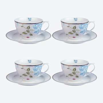 Produktbild fr 'Tassen- und Untertassen-Set zum floralen Mix & Match-Geschirr'