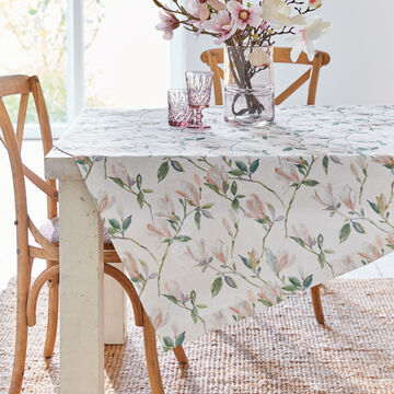 Produktbild fr 'Tischdecke: Romantische Tischwsche mit detailgetreuem Magnolienmotiv'