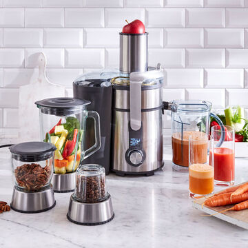 Produktbild fr 'Vario Juicer entsaftet, mixt, zerkleinert, mahlt mit 4 variablen Aufstzen'