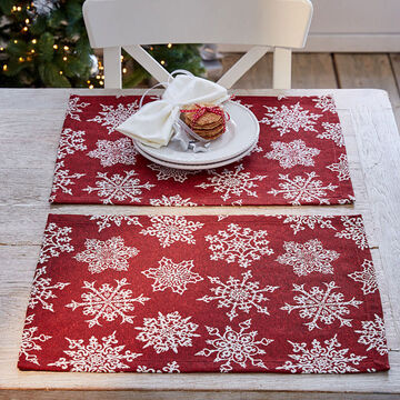 Produktbild fr 'Zweiseitig verwendbare Doubleface-Tischsets mit winterlichen Eiskristallmotiven'