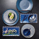 Produktbild fr 'Asiatische Servierplatte im traditionellen japanischen Seigaiha-Design'