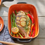 Produktbild fr 'Gro: Bis 930 C flammfeste, rechteckigs Terracotta-Grill- und Backformen'