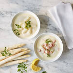 Produktbild fr 'Feinste Suppenspezialitt: Spargelcremesuppe mit Nordseekrabben, Suppe'