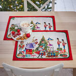 Produktbild fr 'Noble Leinen-Tischwsche mit weihnachtlichen Nussknacker-Motiven'