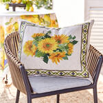 Produktbild fr 'Noble Leinen-Kissenhlle 55 x 55 cm mit frischen Sonnenblumen'