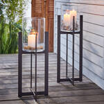 Produktbild fr 'Elegantes Bodenwindlicht mit Glaseinsatz, Windlicht, Kerzenhalter, Kerzenstnder, Gartenwindlicht'