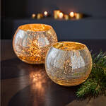 Produktbild fr 'Glas-Windlicht in edler Crackle-Optik - Goldfarbene Beschichtung'