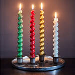 Produktbild f�r '4er-Set Kerzen - Kunstvoll gedrehte Stabkerzen, Handarbeit, Mineralwachs, �/H 2/26 cm'