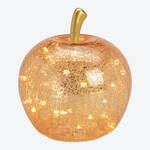 Produktbild f�r 'Dekorativer goldfarbener Glasapfel mit LED-Beleuchtung'