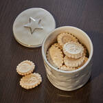 Produktbild fr 'Keksdose fr Selbstgebackenes - Porzellan, Wei, Golddekor, /H 11/13 cm'