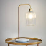 Produktbild fr 'Tischlampe im aktuellen Marmor-Gold Design, Tischleuchte, Nachttischlampe, Lampenschirm'