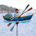 Produktbild fr 'Windspiel Ruderboot 60 x 35 cm - Gartendeko aus der Bretagne'