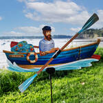 Produktbild fr 'Windspiel Ruderboot 60 x 35 cm - Gartendeko aus der Bretagne'