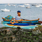 Produktbild fr 'Windspiel Ruderboot 60 x 35 cm - Gartendeko aus der Bretagne'